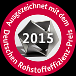 Gewinner des Deutschen Rohstoffeffizienz-Preises 2015: eine Auszeichnung des Bundesministeriums für Wirtschaft und Energie (BMWi) für die ressourcenschonende und intelligente Nutzung von Rohstoffen